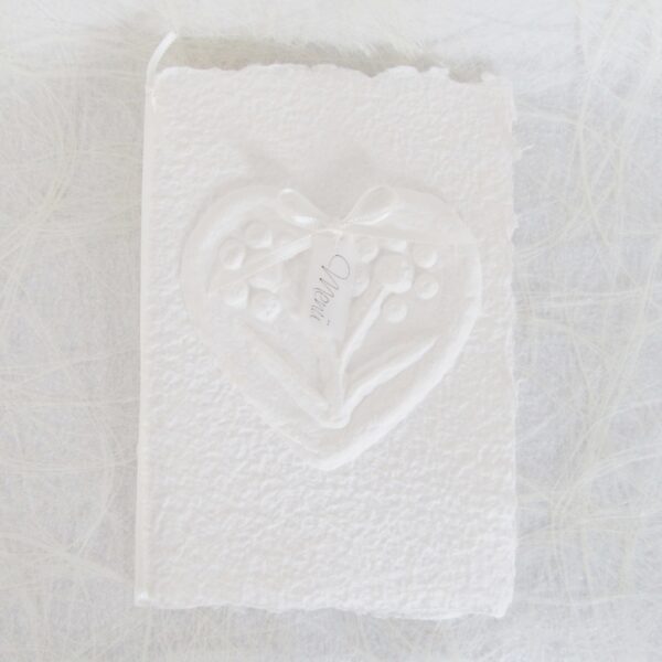 Menükarte Hochzeit "Büttenherz" aus handgeschöpftem Papier