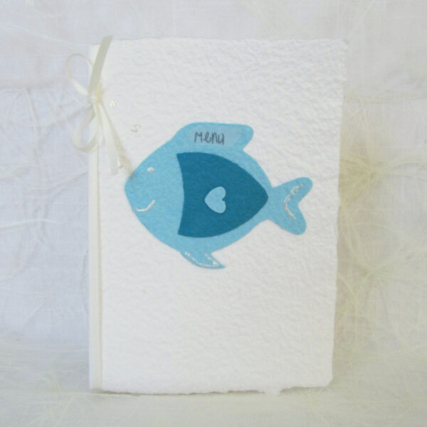 Menükarte "Fisch" aus handgeschöpftem Papier