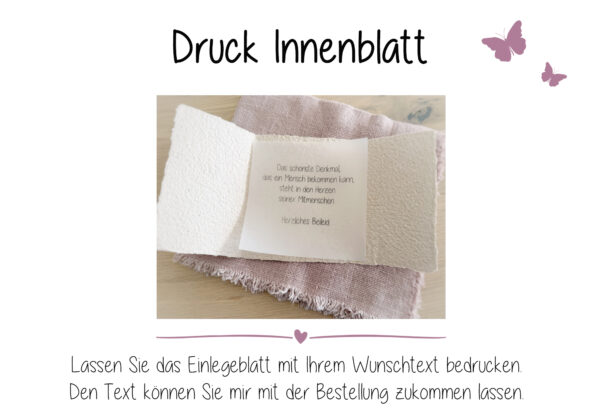 Beispiel für ein bedrucktes Einlegeblatt