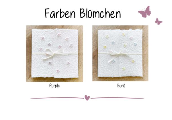 Farbmusterkarte für handgeschöpfte Karte "Blümchen"