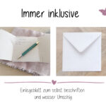 Immer inklusive ein Einlegeblatt zum selbst beschriften und ein weisser Umschlag