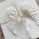 Weihnachtskarte mit 3D Engelflügel aus handgeschöpftem Papier