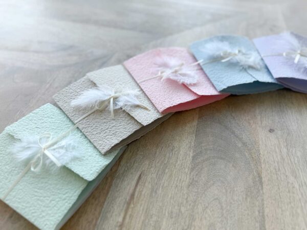 Handgeschöpfte Karte Feder Farben