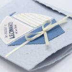 Geburtsanzeige Segelboot weiss auf blau