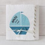 Glückwunschkarte Baby Segelboot türkis
