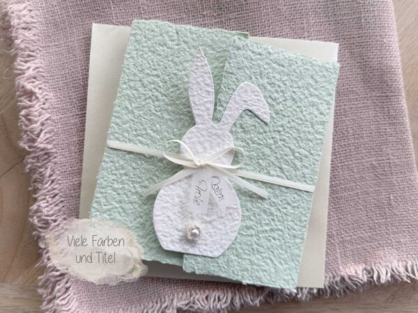 Handgeschöpfte Osterkarte "Osterhase" im Gatefold Design