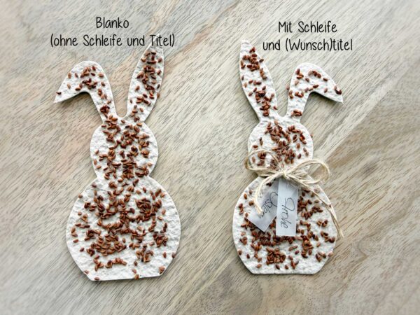 Vergleich Saatpapier-Osterhase mit und ohne Titel