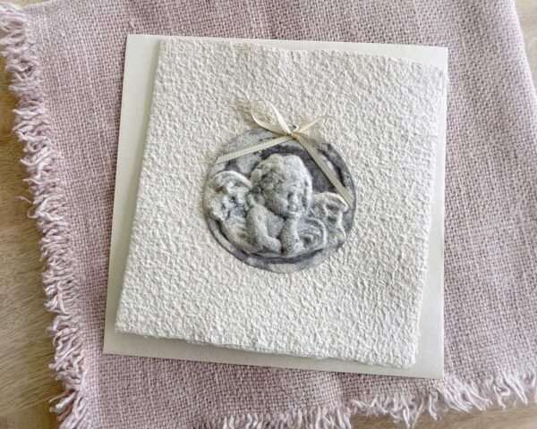 Personalisierte Weihnachtskarte "Engel stone" aus handgeschöpftem Papier
