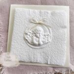 Personalisierte Weihnachtskarte "Engel weiss" aus handgeschöpftem Papier